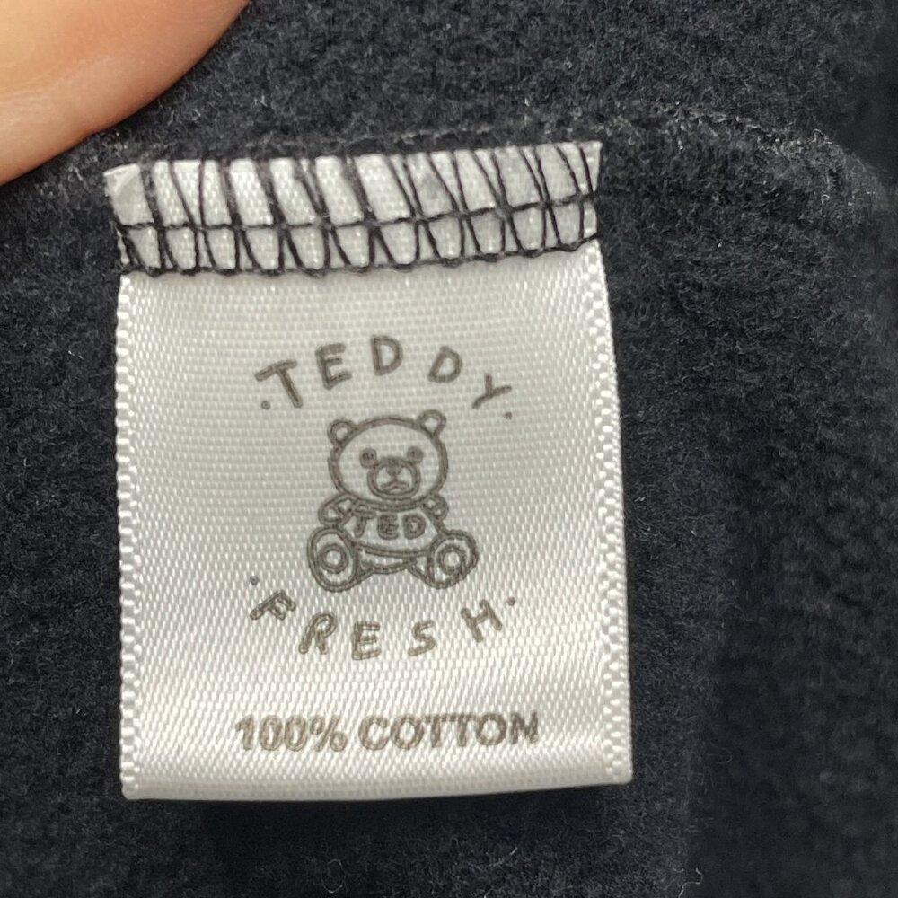Teddy Fresh Black Crewneck Sweatshirt With Embroidered Patchwork Bear Design XL - Picture 4 of 8